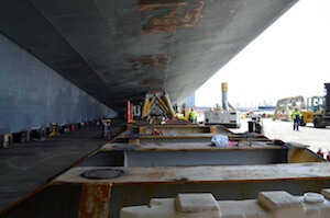 Working beneath hull